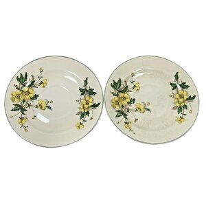 2 Vtg Knowles Yellow Buttercup China Small Tea Cup Saucer Plates Gold Trim USA